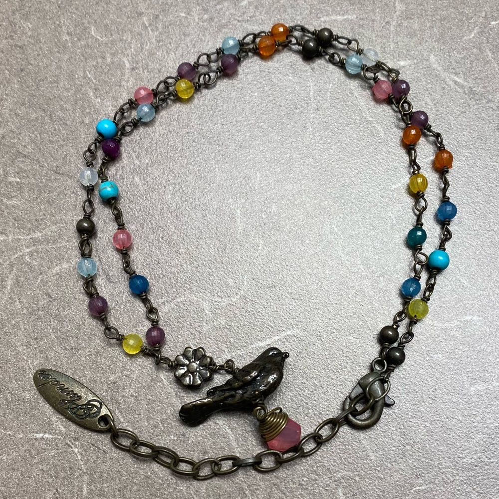 Plunder Bead Bird Necklace